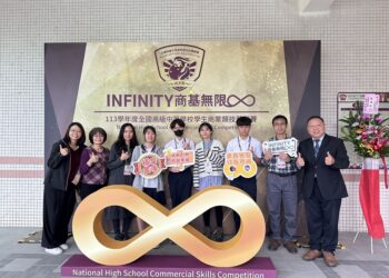 國立臺東高商榮獲113年全國商業類學生技藝競賽3項全國優勝佳績，指導老師、選手、實習處團隊與校長合影留念