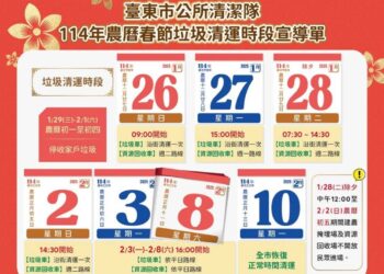 春節佳節 台東市垃圾清運服務不打烊