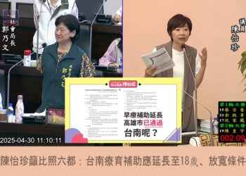 陳怡珍籲比照六都 台南療育補助應延長至18歲、放寬條件