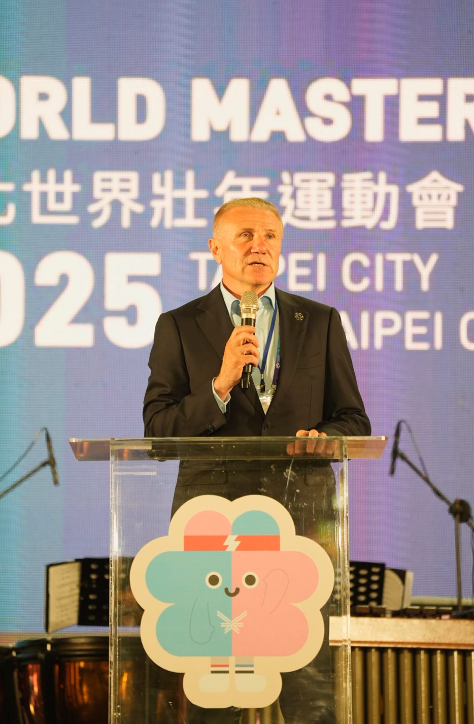 國際壯年運動總會會長Sergii Bubka致詞。