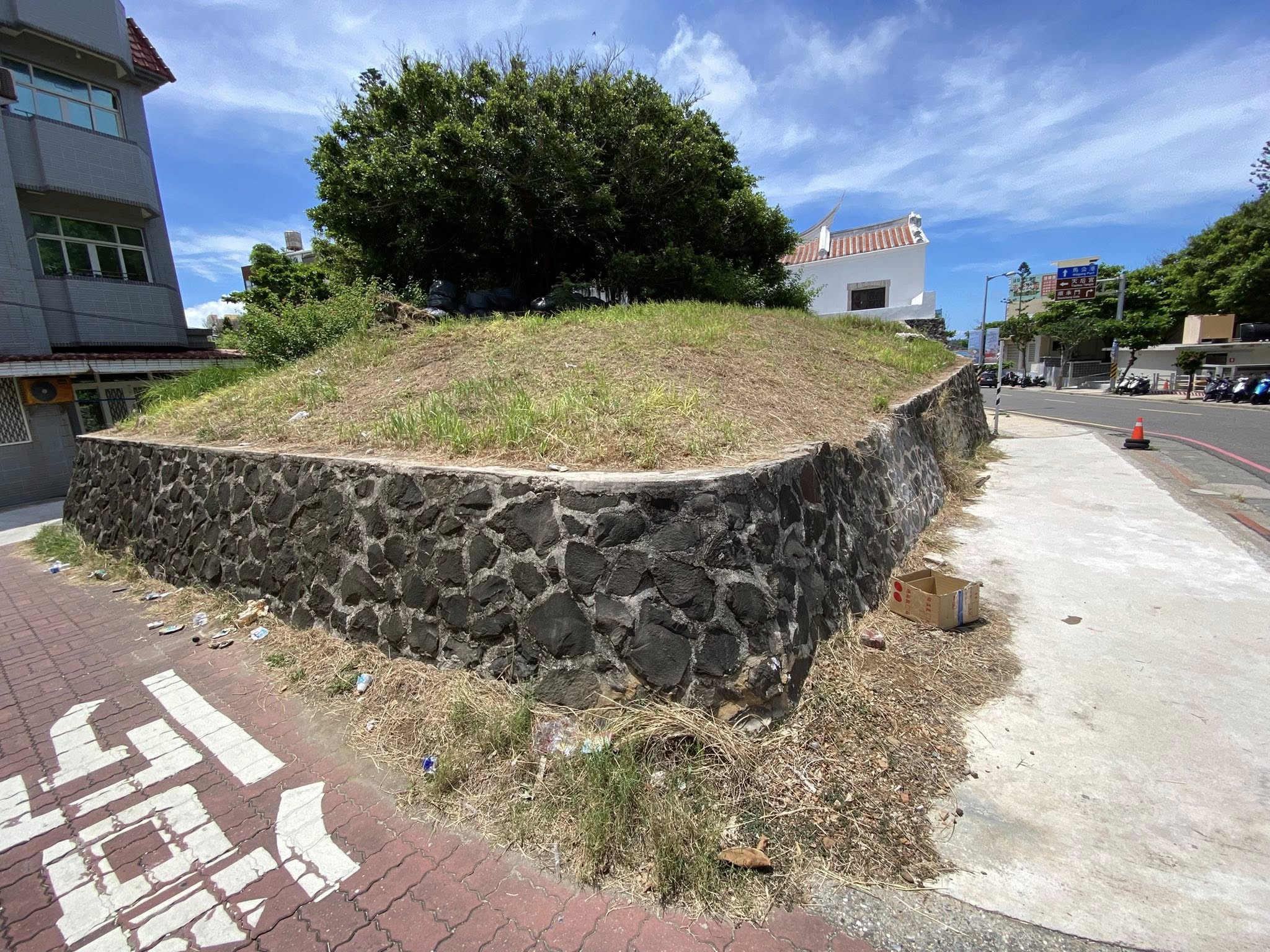 馬公市中央里居民近日向葉竹林反映,天后宮後山環境雜亂、草木叢生,長期未獲澎湖縣政府維護整理。(圖/翻攝自葉竹林臉書)