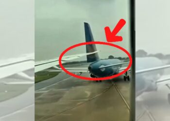影音/越南航空客機機翼切入空巴尾翼