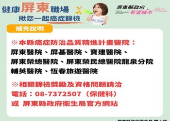 有篩有保庇享好禮 屏縣衛生局呵護職場健康