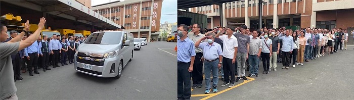 台電同仁列隊向李元瀚致意告別。圖/台電。