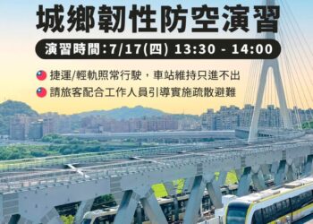 北部地區13:30-14:00防空演習 北捷、新北捷運、桃捷「只進不出」