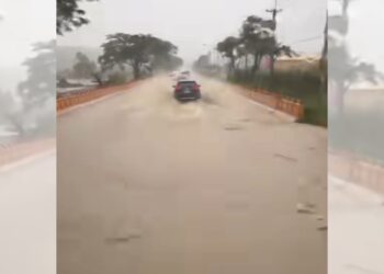 影音/受颱風豪雨影響 富里鄉竹田路段道路嚴重積水