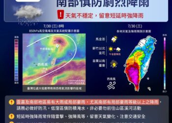 西南氣流北移又引出一波降雨 南部雨量「紫爆」慎防災情發生