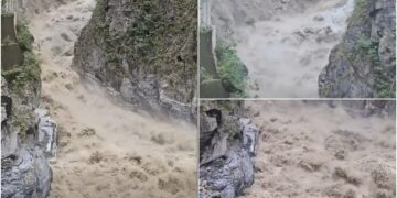 影音/燕子口堰塞湖潰決 下游河道水位快速上漲