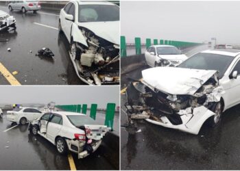 影音/疑因天雨路滑水漂 國5發生兩車撞擊車禍