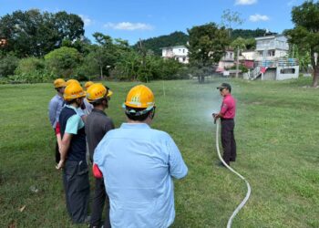 美濃消防隊至竹子門電廠防火宣導強化火災應變技能