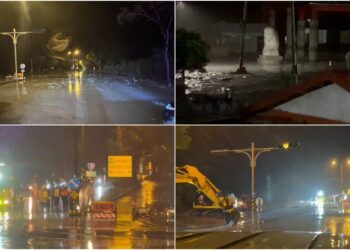 影音/鳳凰外圍環流+東北季風共伴 馬太鞍溪暴漲氾濫流竄