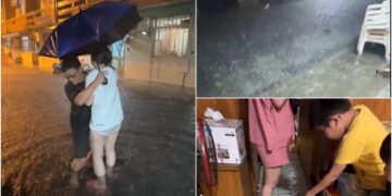影音/雨彈炸不停 宜蘭多處地方淹水 福安新村首遇嚴重水患