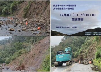 影音/太平山遊樂區道路邊坡落石交通中斷休園 12/3恢復通行