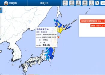 影音/日本青森外海規模7.6強震 發海嘯警報