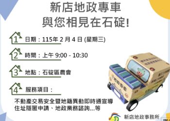 石碇農民節限定！地政專車 2/4 現場服務     掃碼填問卷就送精美禮物